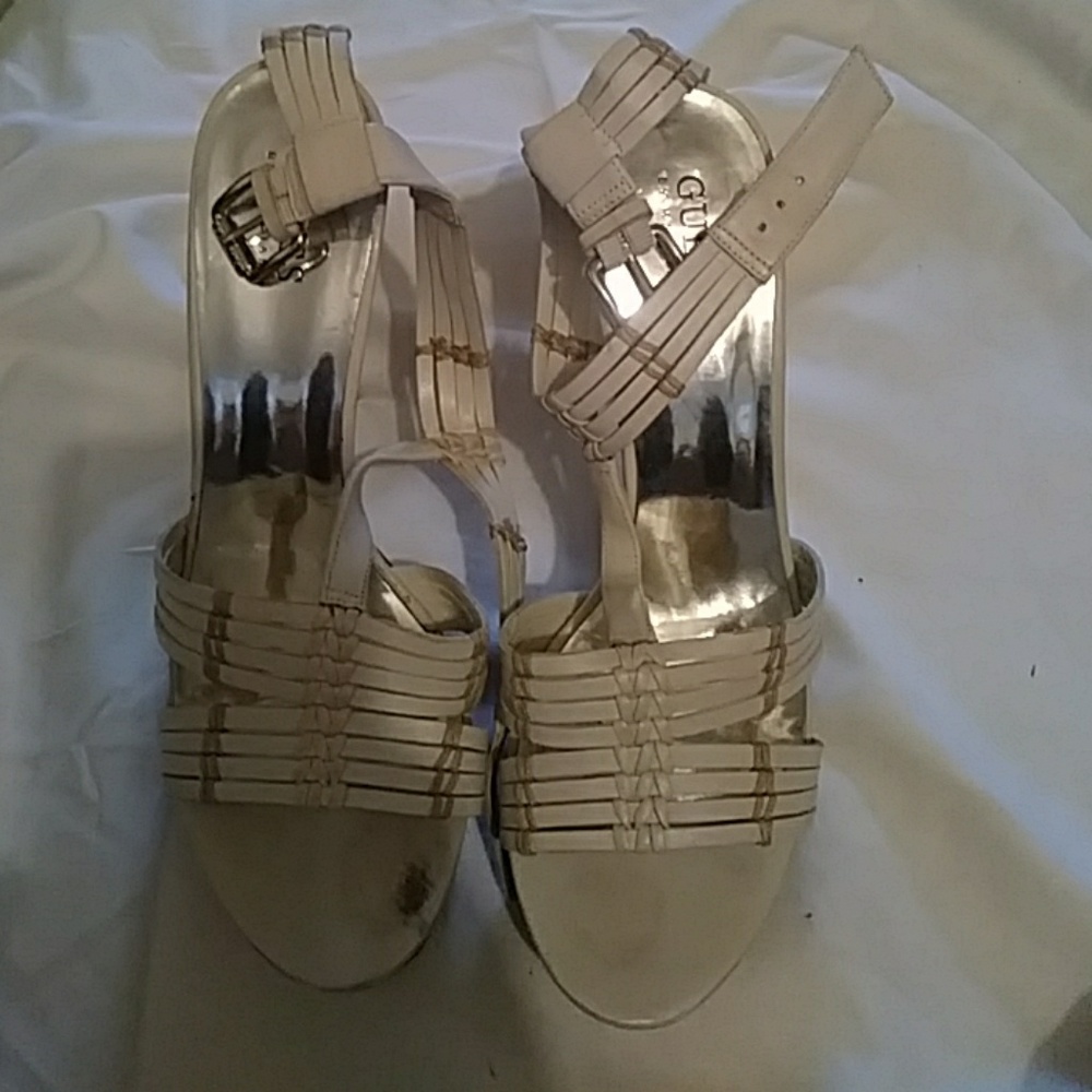 GUESS White platform sandals